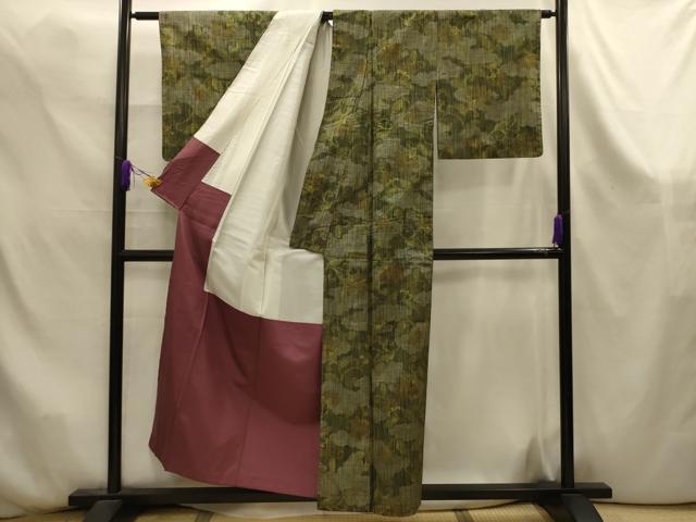 平和屋着物■上質な紬 更紗花文 正絹 逸品 AABK6084sx