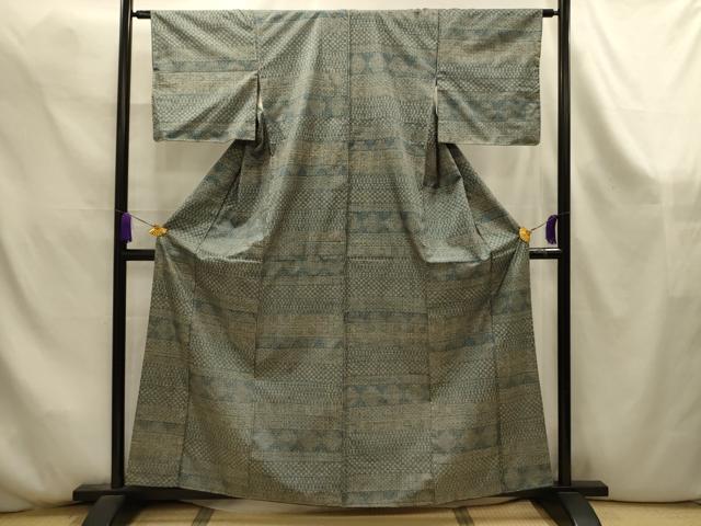 平和屋着物■上質な紬 横段花文 正絹 逸品 AABK6086sx