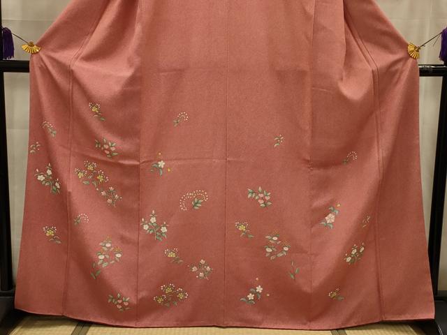 平和屋着物■江戸小紋 訪問着 手描き 草花文 正絹 逸品 AABK6091sx