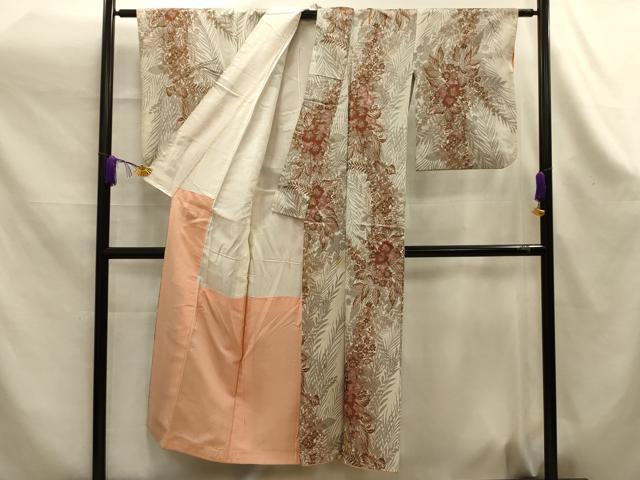 平和屋着物■上質な小紋 草花文 正絹 逸品 AABK6097sx