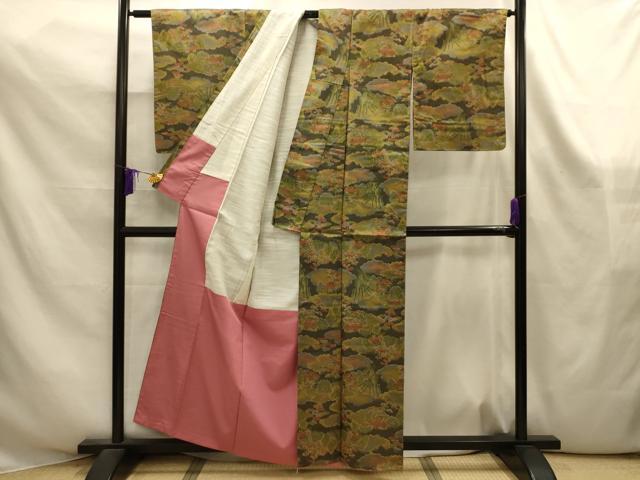 平和屋着物■上質な紬 風景文 正絹 逸品 AABK6103sx