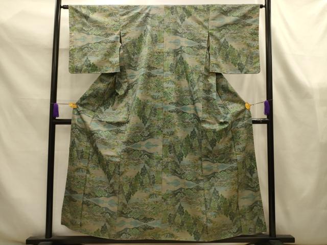 平和屋着物■本場大島紬 7マルキ 風景文 正絹 逸品 AABK6105sx