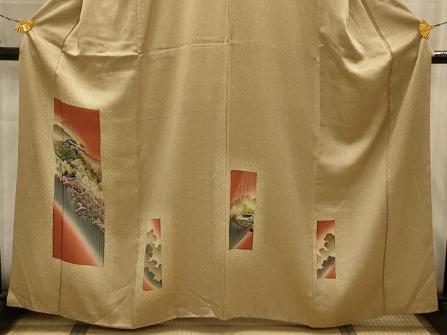 平和屋着物■訪問着 短冊風景文 暈し染め 正絹 逸品 AABK6107sx