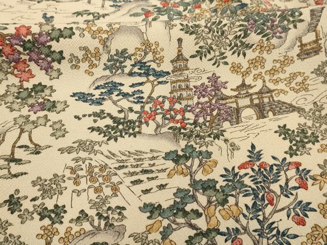 平和屋着物■上質な小紋 風景文 鬼しぼ縮緬 正絹 逸品 AABK6108sx