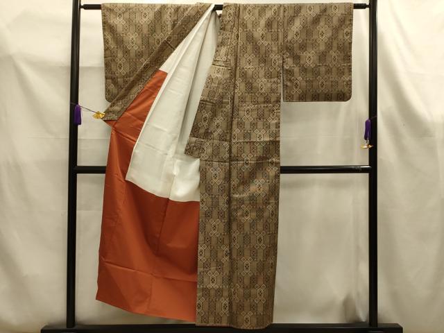 平和屋着物■本場大島紬 亀甲文 割り込み絣 正絹 逸品 AABK6109sx