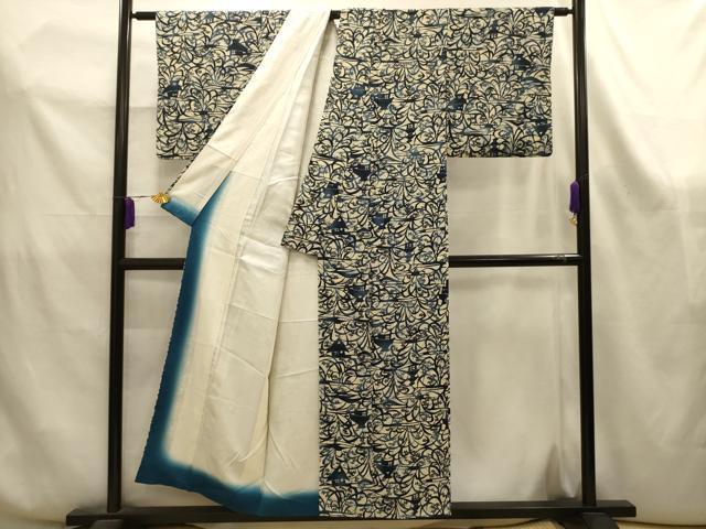 平和屋着物■上質な小紋 型染め 風景文 正絹 逸品 AABK6111sx