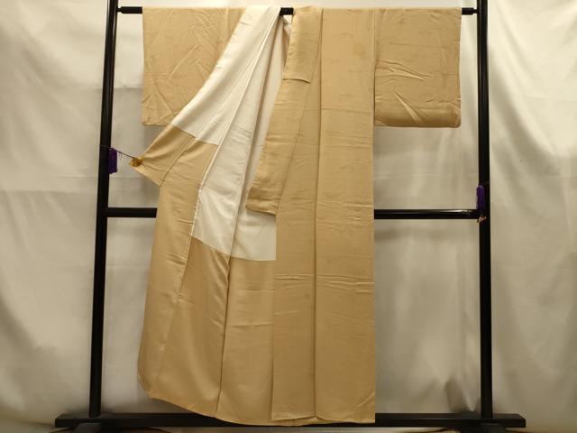 平和屋着物■上質な色無地 枝葉地紋 杏色 正絹 逸品 AABK6112sx