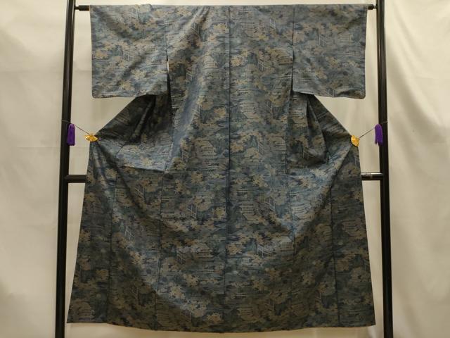 平和屋着物■本場大島紬 風景文 正絹 逸品 AABK6119sx