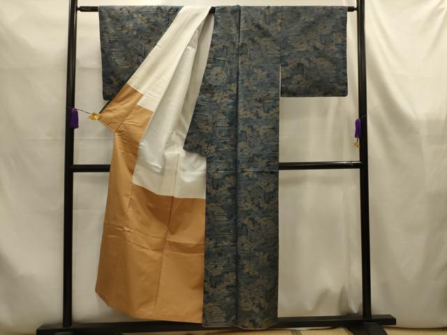平和屋着物■本場大島紬 風景文 正絹 逸品 AABK6119sx