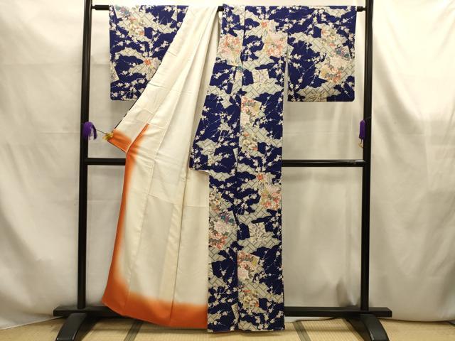 平和屋着物■上質な小紋 色紙重ね花文 金彩 正絹 逸品 AABK6120sx