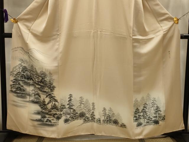 平和屋着物■訪問着 作家物 雅光 手描き 風景文 暈し染め 正絹 逸品 AABK6131sx