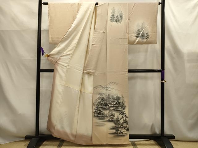 平和屋着物■訪問着 作家物 雅光 手描き 風景文 暈し染め 正絹 逸品 AABK6131sx