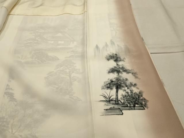 平和屋着物■訪問着 作家物 雅光 手描き 風景文 暈し染め 正絹 逸品 AABK6131sx