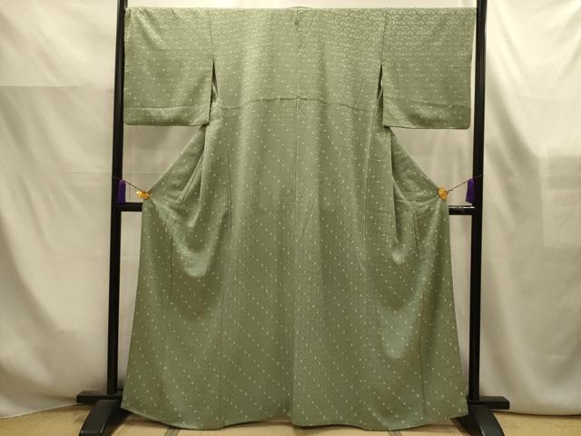 平和屋着物■上質な小紋 絞り 花青海波地紋 正絹 逸品 AABK6150sx