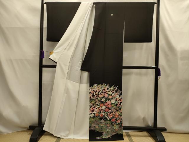 平和屋着物■豪華黒留袖 友禅 作家物 梅松文 正絹 逸品 AABK6171sx