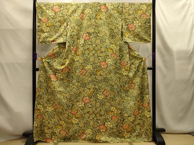 平和屋着物■上質な小紋 草花文 正絹 逸品 AABK6172sx