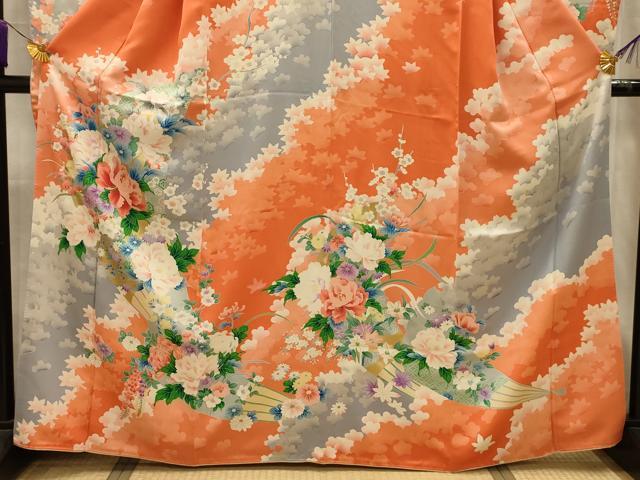 平和屋着物■豪華振袖 扇面花文 金彩 正絹 逸品 AABK6179sx