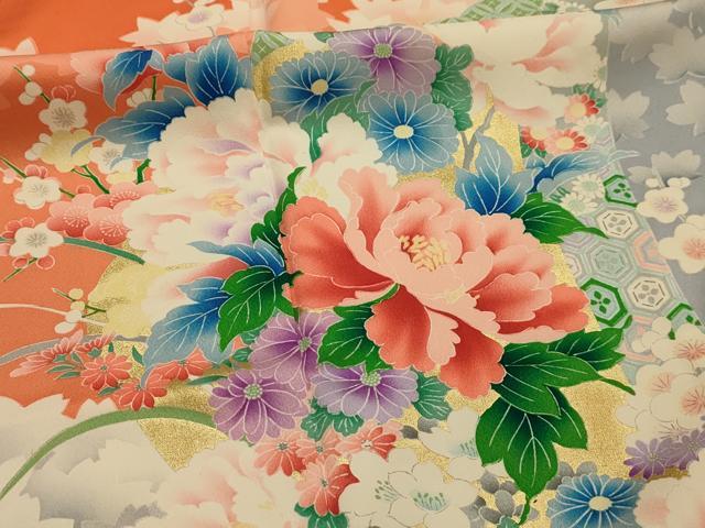 平和屋着物■豪華振袖 扇面花文 金彩 正絹 逸品 AABK6179sx