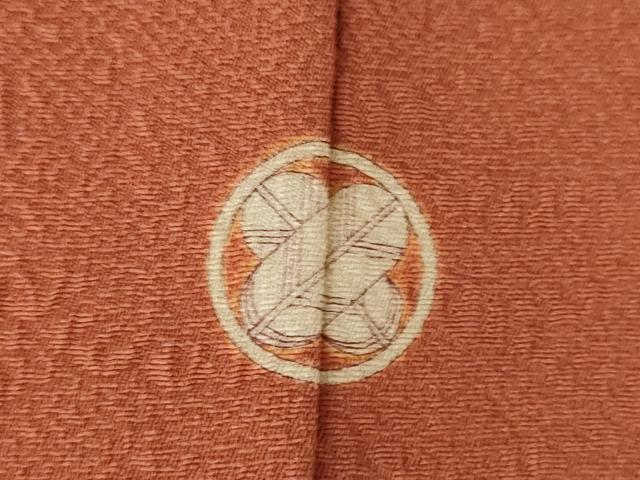 平和屋着物●京加賀友禅 百貫達雄監修 色無地 紅樺色 松竹梅地紋 正絹 逸品 AABK6201ck