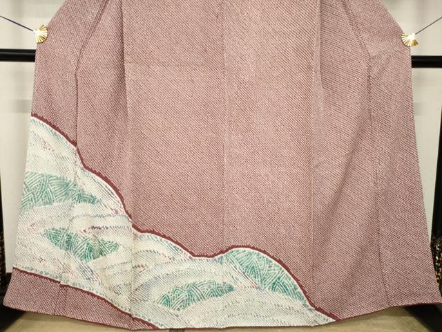 平和屋着物●名門 藤娘きぬたや・総絞り 訪問着 流水文 正絹 逸品 AABK6221ck