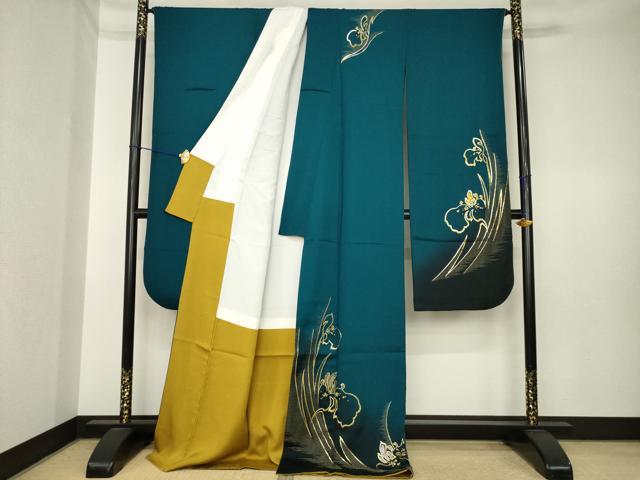 平和屋着物●豪華振袖 総刺繍 草花文 暈し染め 金糸 ロング丈 正絹 逸品 AABK6222ck