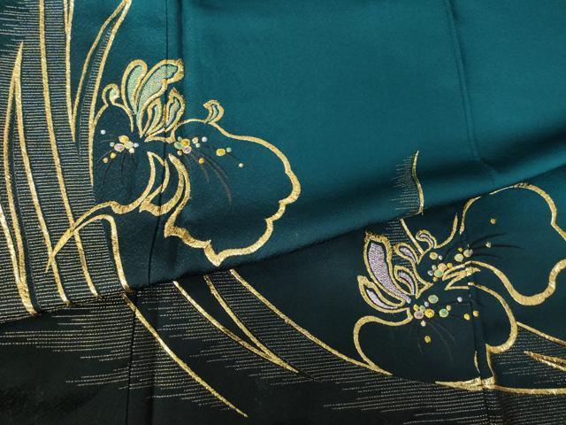 平和屋着物●豪華振袖 総刺繍 草花文 暈し染め 金糸 ロング丈 正絹 逸品 AABK6222ck