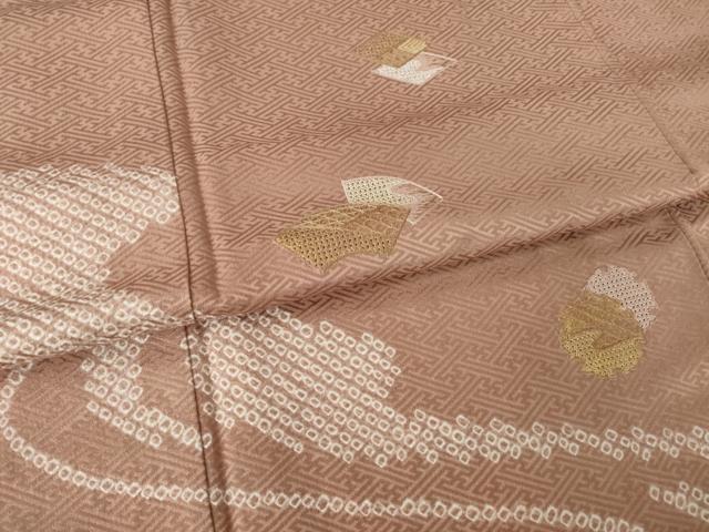 平和屋着物●訪問着 中国三大刺繍 スワトウ刺繍 汕頭刺繍 絞り 地紙重ね流水文 正絹 逸品 未使用 AABK6225ck