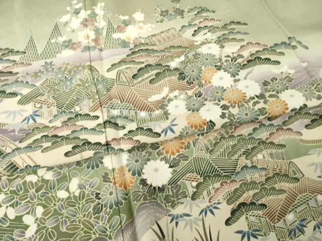 平和屋着物●豪華色留袖 友禅 風景文 正絹 逸品 AABK6232ck