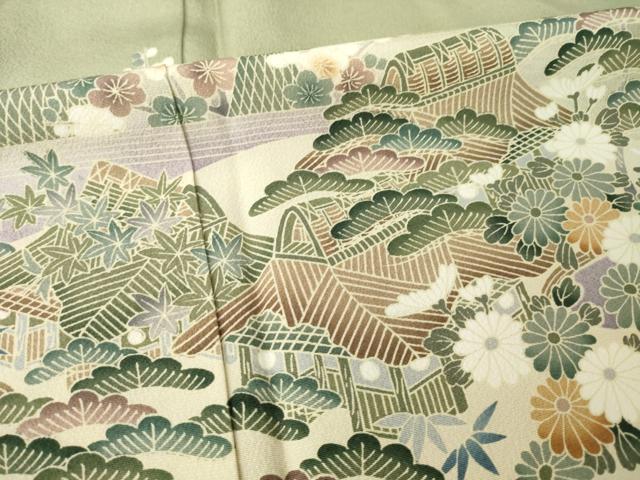平和屋着物●豪華色留袖 友禅 風景文 正絹 逸品 AABK6232ck