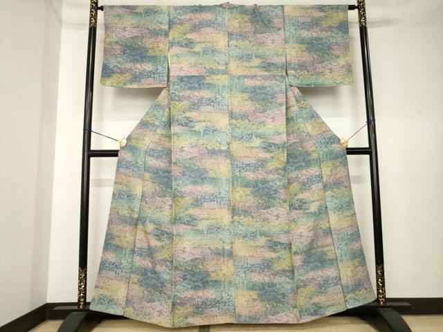 平和屋着物●上質な小紋 鮫小紋柄 風景文 正絹 逸品 AABK6237ck