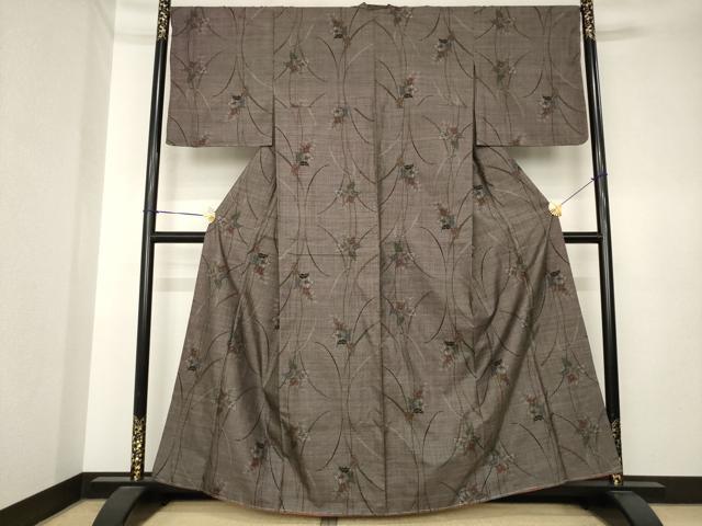 平和屋着物●本場大島紬 9マルキ 草花文 やまと誂製 正絹 逸品 AABK6243ck