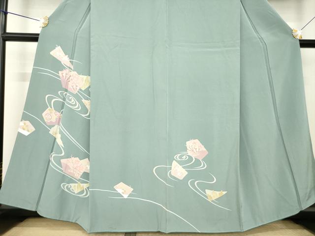 平和屋着物●訪問着 友禅 流水楓文 正絹 逸品 AABK6245ck