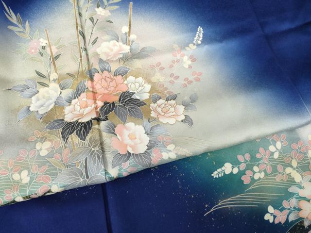 平和屋着物●訪問着 草花文 暈し染め 正絹 逸品 AABK6247ck