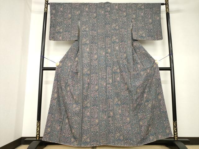 平和屋着物●上質な小紋 鳥獣更紗花文 正絹 逸品 AABK6248ck