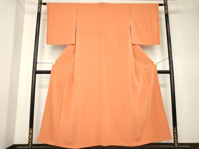 平和屋着物●上質な色無地 樺色 正絹 逸品 AABK6250ck