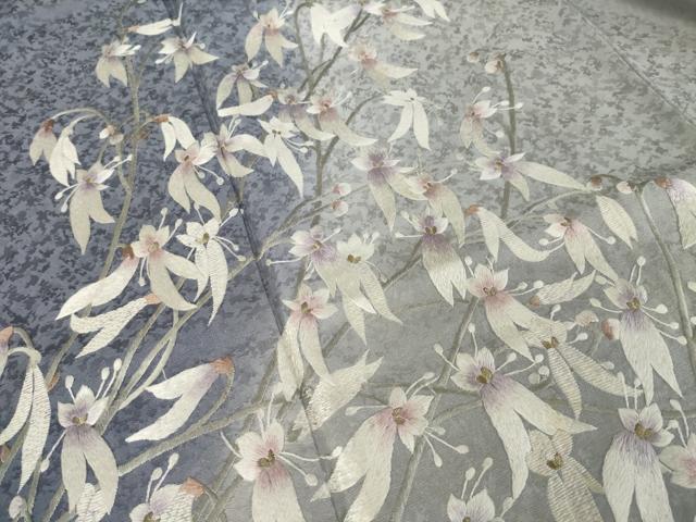 平和屋着物●訪問着 総手刺繍 草花文 暈し染め 正絹 逸品 AABK6256ck