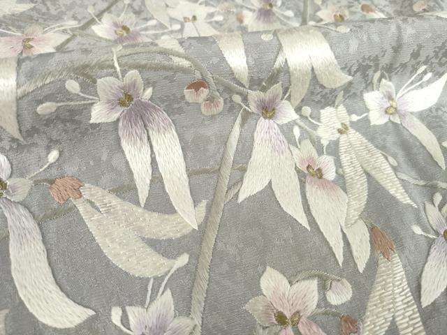 平和屋着物●訪問着 総手刺繍 草花文 暈し染め 正絹 逸品 AABK6256ck