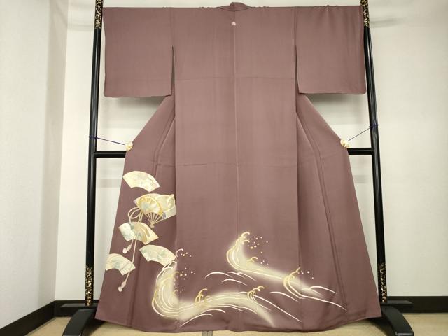 平和屋着物●豪華色留袖 駒刺繍 立波扇面吉祥文 鶴 暈し染め 金彩 正絹 逸品 AABK6259ck