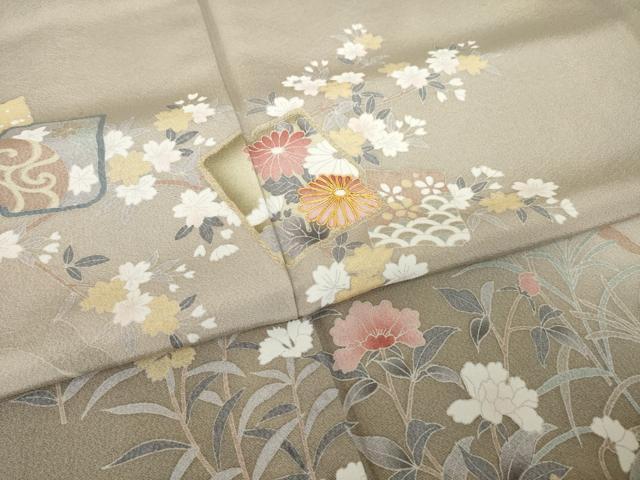 平和屋着物●豪華色留袖 駒刺繍 箔散らし吉祥花文 暈し染め 正絹 逸品 AABK6260ck