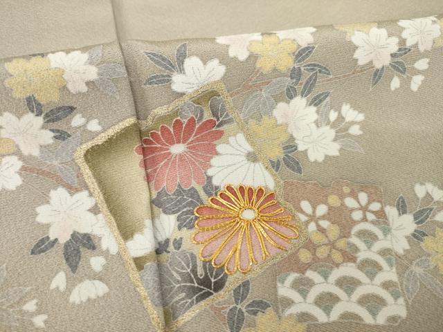 平和屋着物●豪華色留袖 駒刺繍 箔散らし吉祥花文 暈し染め 正絹 逸品 AABK6260ck