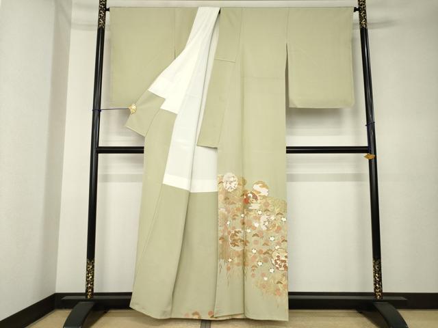平和屋着物●豪華色留袖 駒刺繍 雪輪花文 暈し染め 金彩 正絹 逸品 AABK6261ck