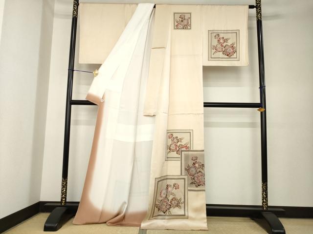 平和屋着物●訪問着 色紙重ね花文 金彩 正絹 逸品 未使用 AABK6267ck