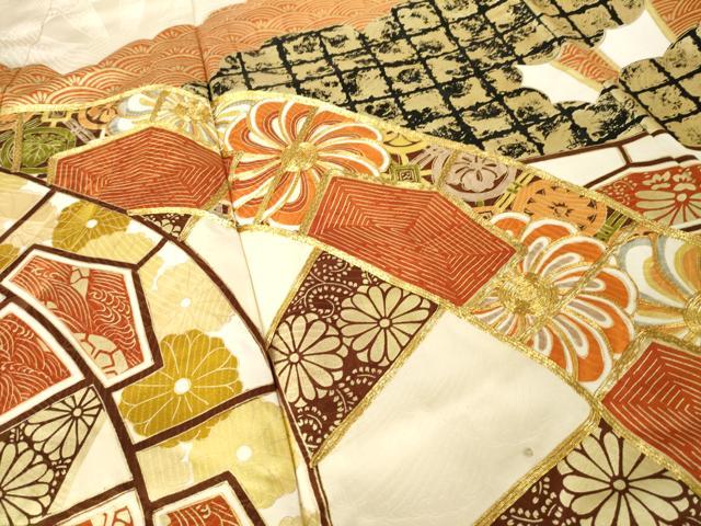 平和屋着物●豪華振袖 駒刺繍 花車文 金彩 正絹 逸品 AABK6273ck