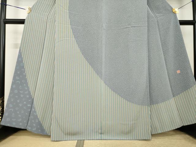平和屋着物●京友禅作家 岡部睦美 訪問着 竹 宝尽くし 正絹 逸品 AABK6282ck