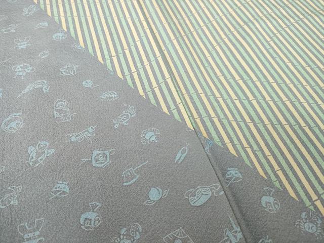 平和屋着物●京友禅作家 岡部睦美 訪問着 竹 宝尽くし 正絹 逸品 AABK6282ck