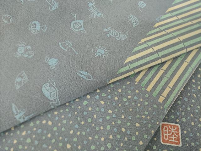 平和屋着物●京友禅作家 岡部睦美 訪問着 竹 宝尽くし 正絹 逸品 AABK6282ck
