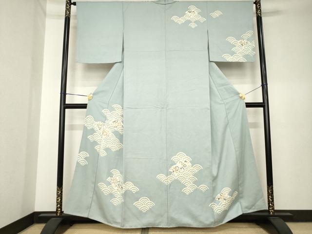 平和屋着物●訪問着 辻が花 青海波花文 正絹 逸品 AABK6293ck