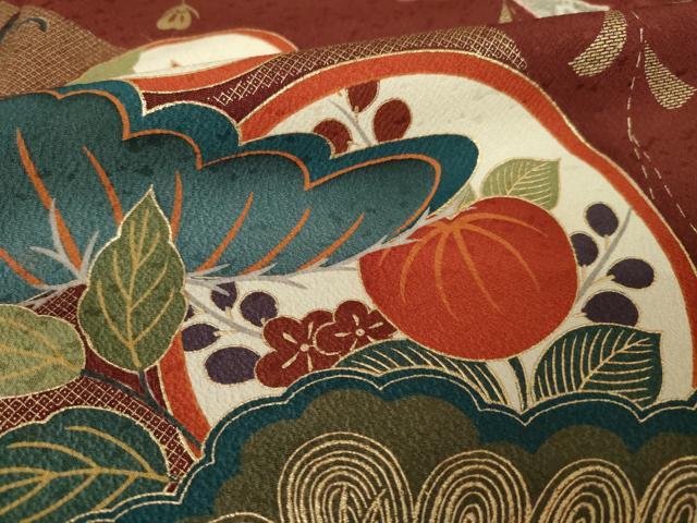 平和屋着物●豪華振袖 吉祥花蝶丸文 松 金彩 正絹 逸品 AABK6297ck