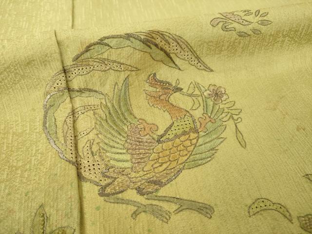 平和屋着物●訪問着 中国三大刺繍 汕頭刺繍 スワトウ刺繍 流水鳳凰花文 暈し染め 正絹 逸品 AABK6309ck