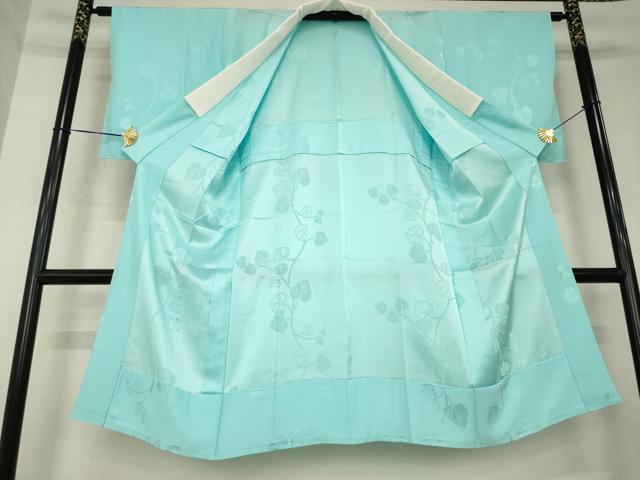 平和屋着物●京都の名門ブランド 銀花仙 長襦袢 無双仕立て 蔦草地紋 白群色 正絹 逸品 未使用 AABK6311ck